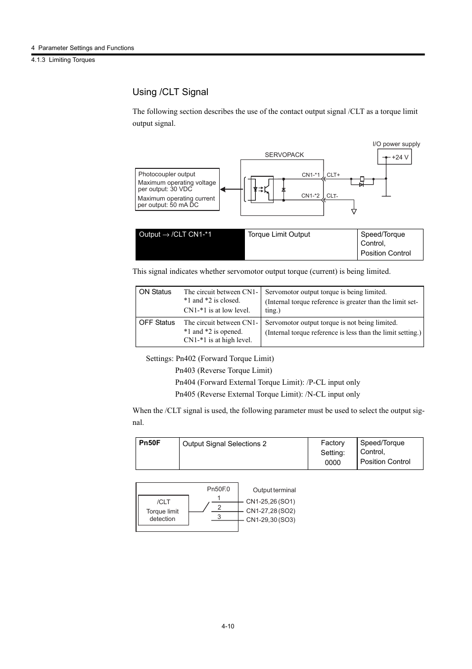 Using /clt signal | Yaskawa Large Capacity Sigma II Series User Manual | Page 86 / 405
