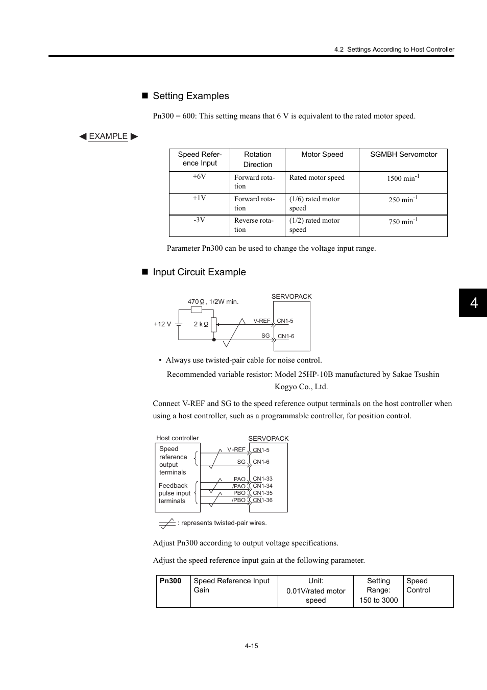 Setting examples, Input circuit example | Yaskawa Large Capacity Sigma II Series User Manual | Page 91 / 405
