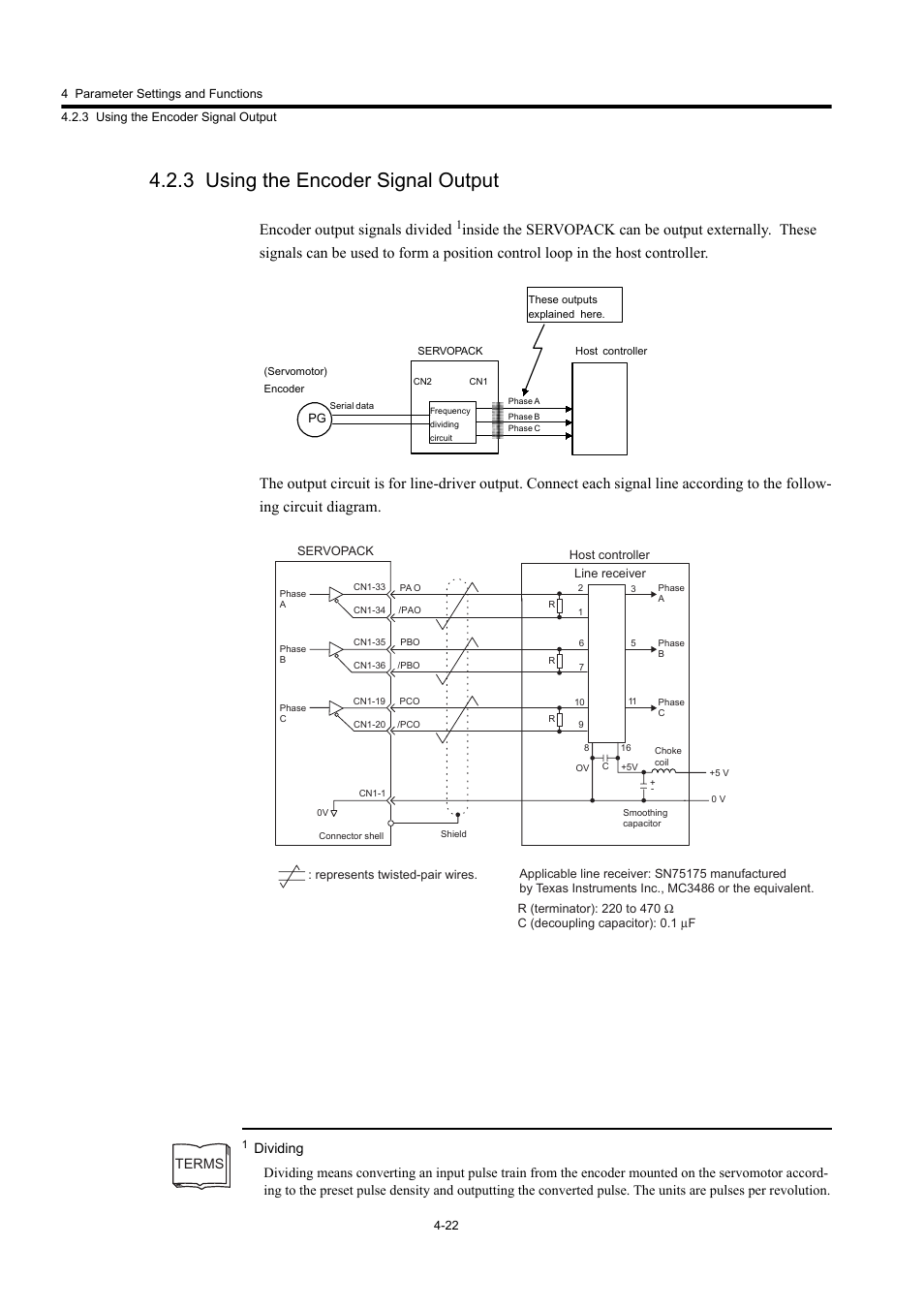 3 using the encoder signal output, Encoder output signals divided | Yaskawa Large Capacity Sigma II Series User Manual | Page 98 / 405