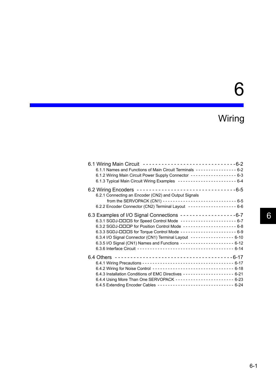 6 wiring, Wiring | Yaskawa Sigma II Series DC Power Input SGMAJ User Manual | Page 120 / 334