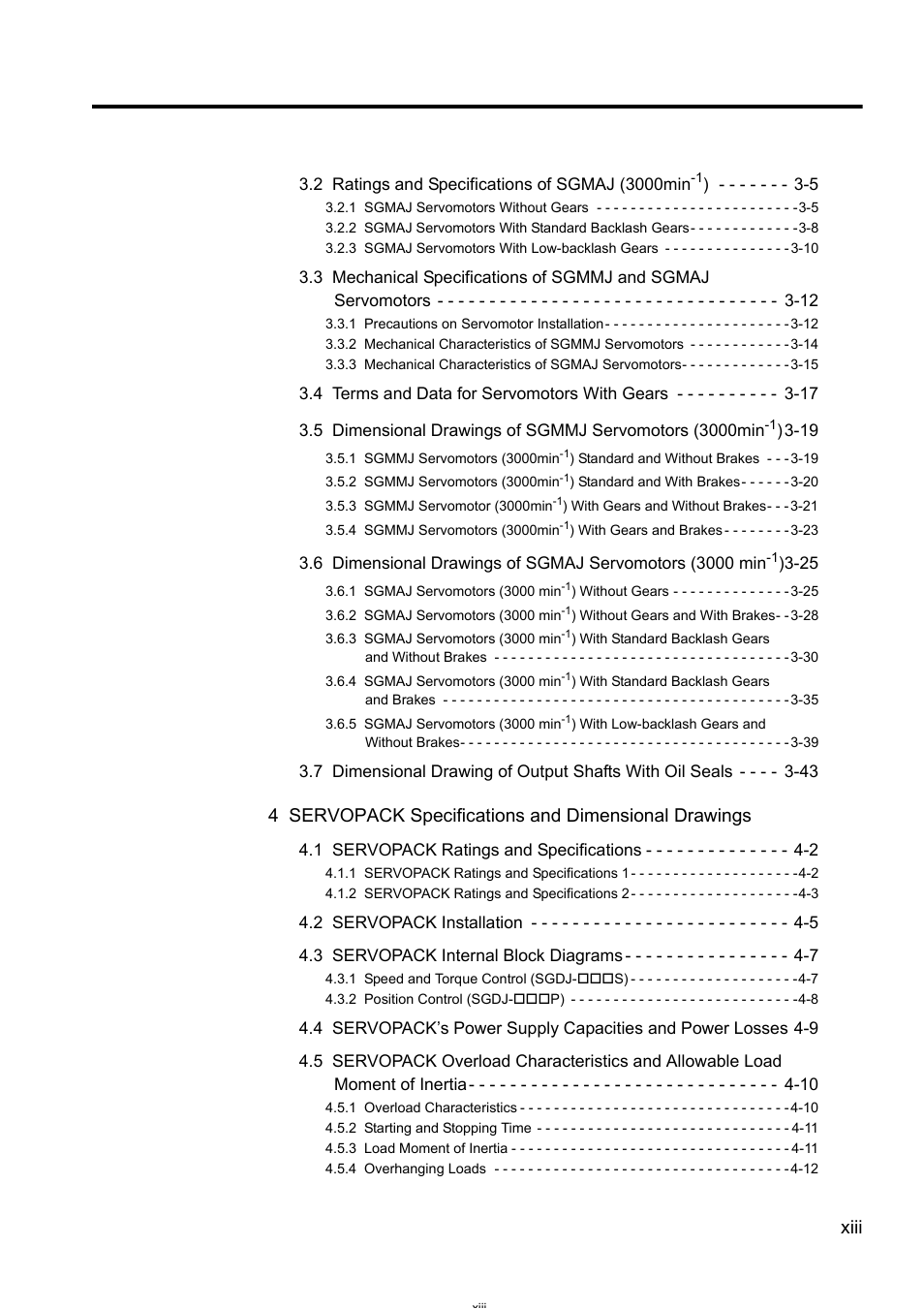 Xiii | Yaskawa Sigma II Series DC Power Input SGMAJ User Manual | Page 13 / 334