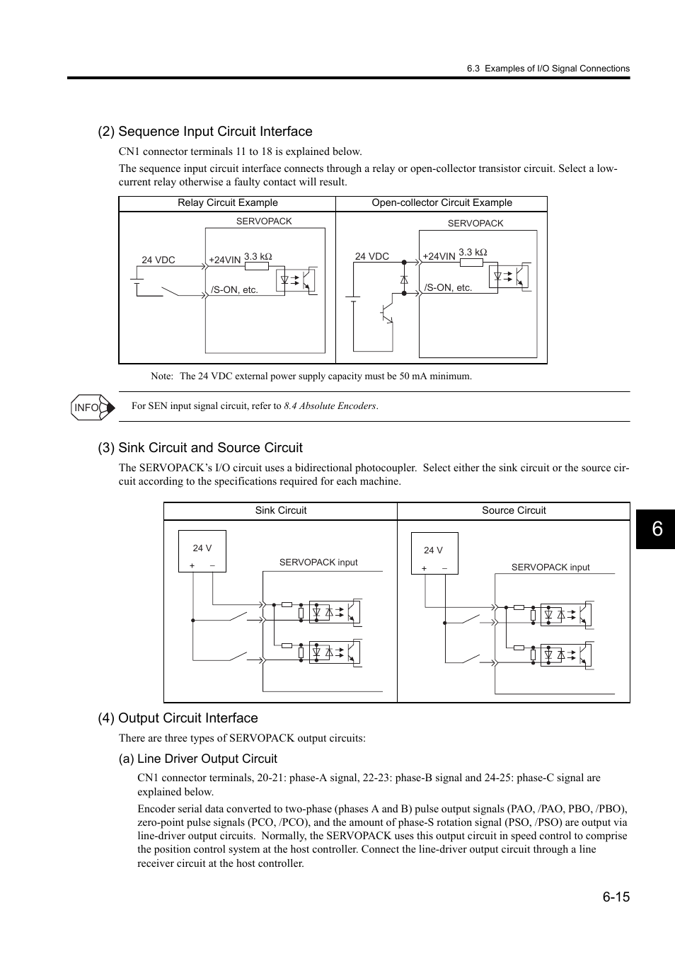 2) sequence input circuit interface, 3) sink circuit and source circuit, 4) output circuit interface | Yaskawa Sigma II Series DC Power Input SGMAJ User Manual | Page 134 / 334