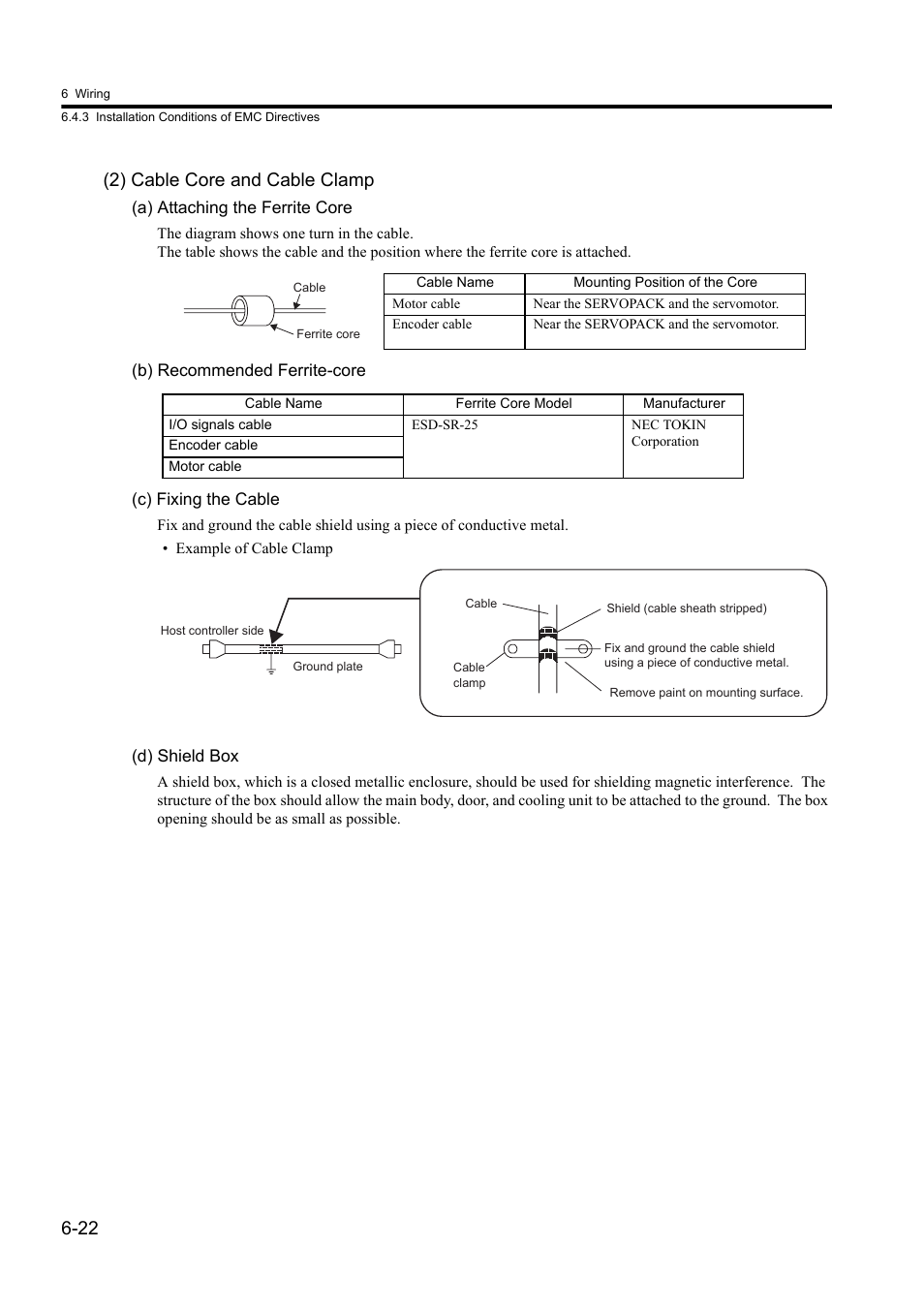 22 (2) cable core and cable clamp | Yaskawa Sigma II Series DC Power Input SGMAJ User Manual | Page 141 / 334