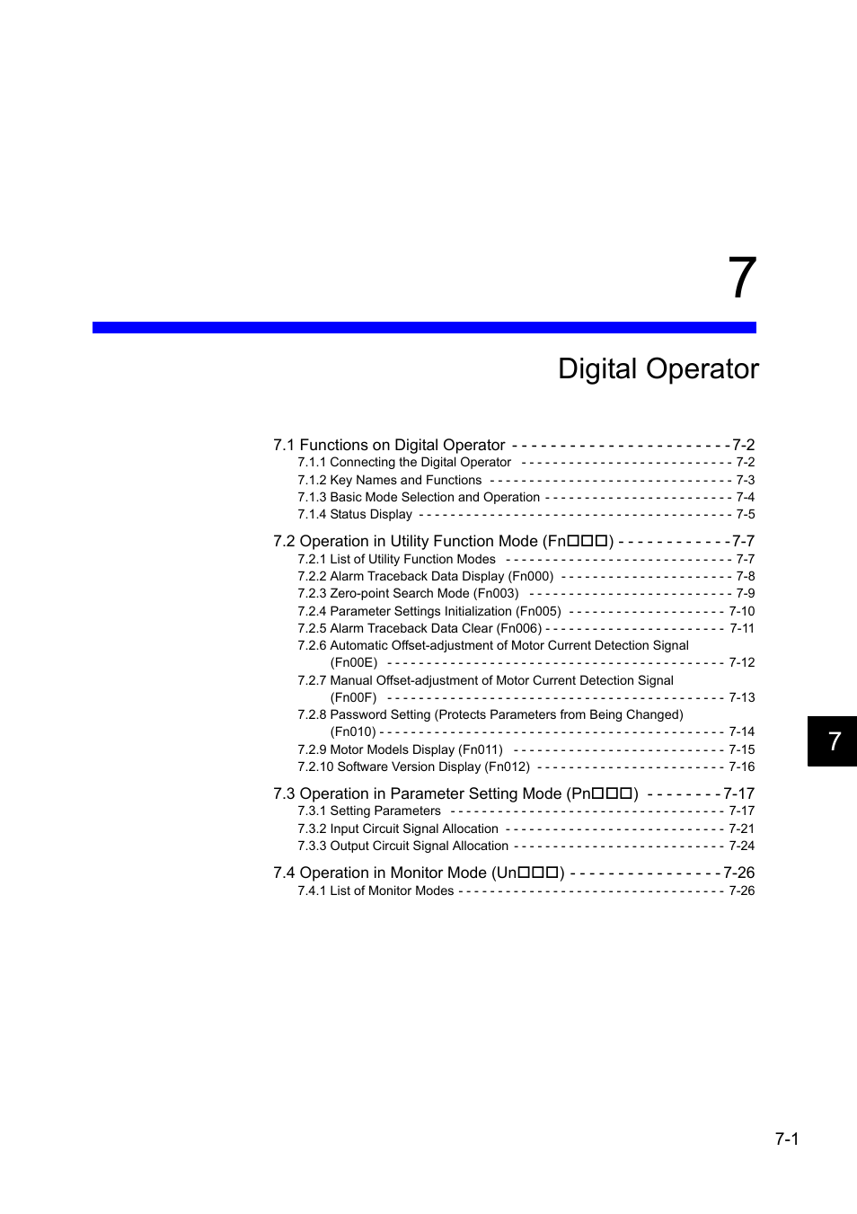 7 digital operator, Digital operator | Yaskawa Sigma II Series DC Power Input SGMAJ User Manual | Page 145 / 334