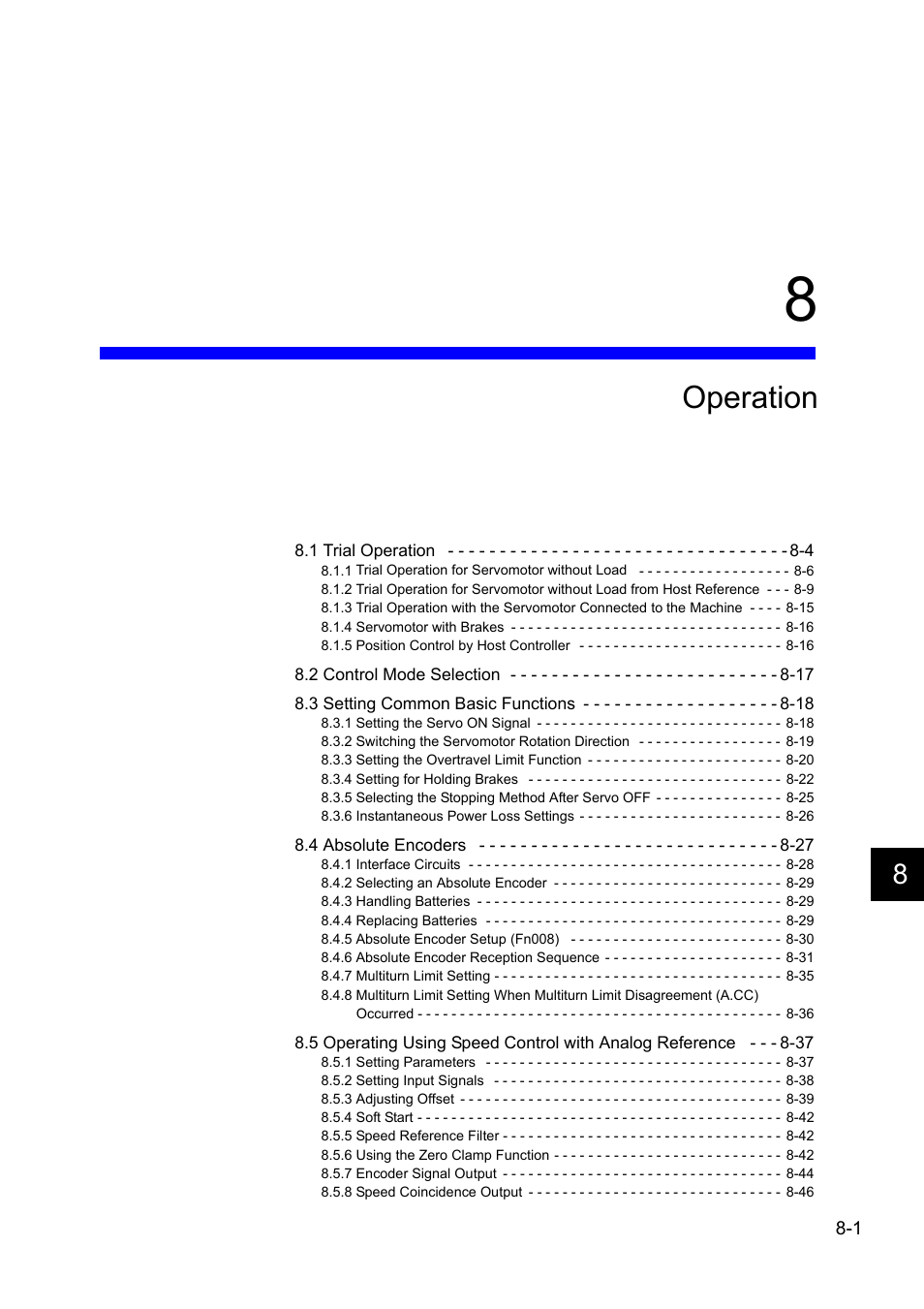 8 operation, Operation | Yaskawa Sigma II Series DC Power Input SGMAJ User Manual | Page 174 / 334