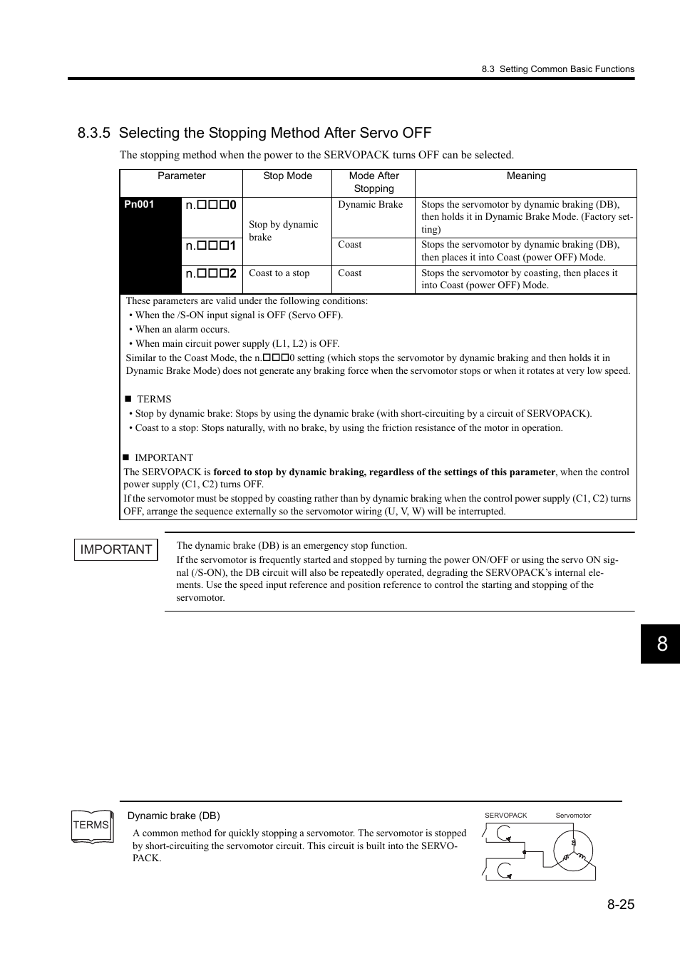 5 selecting the stopping method after servo off | Yaskawa Sigma II Series DC Power Input SGMAJ User Manual | Page 198 / 334