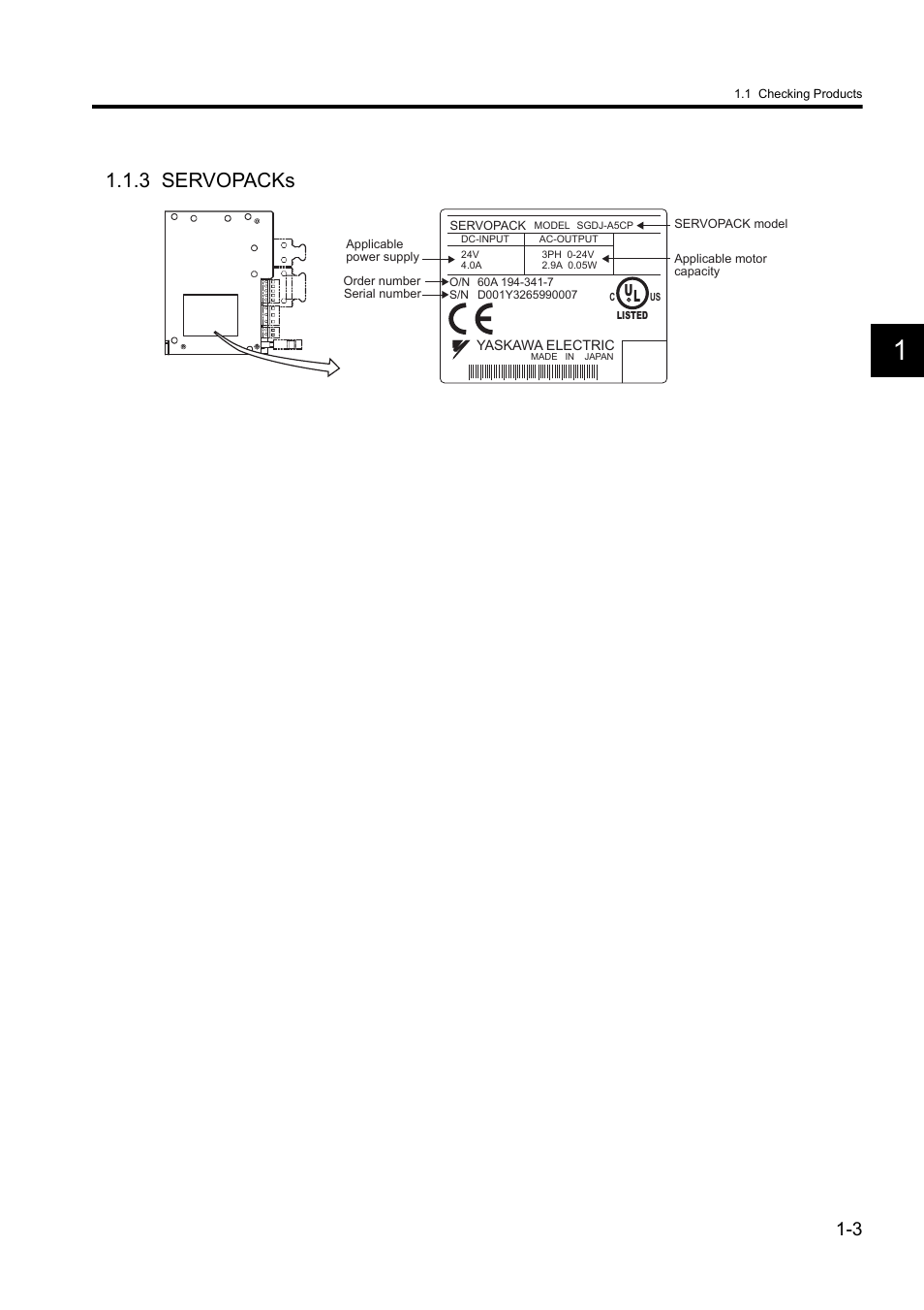 3 servopacks | Yaskawa Sigma II Series DC Power Input SGMAJ User Manual | Page 22 / 334
