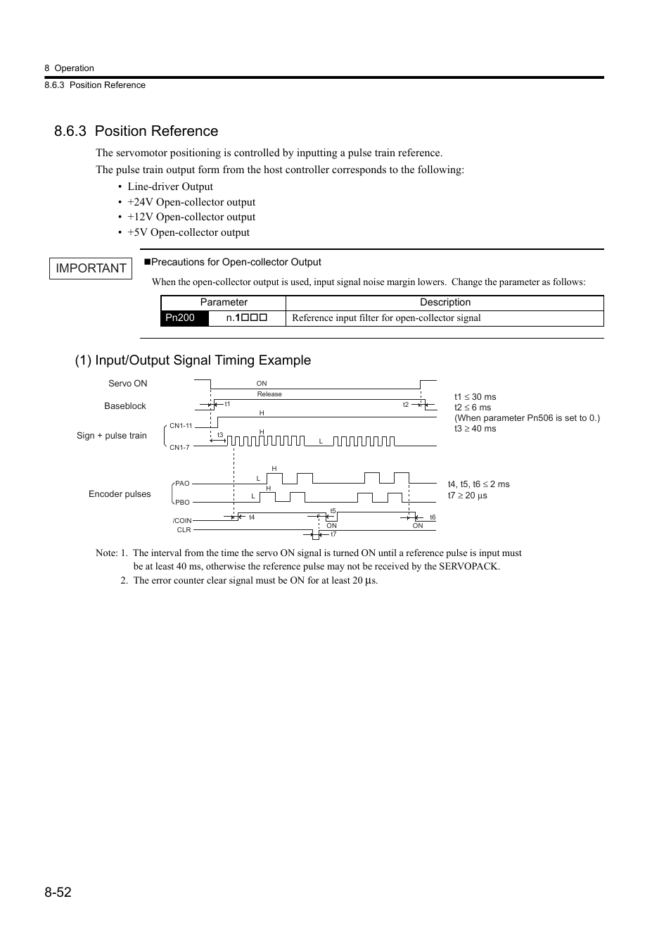 3 position reference, 1) input/output signal timing example, Important | Yaskawa Sigma II Series DC Power Input SGMAJ User Manual | Page 225 / 334