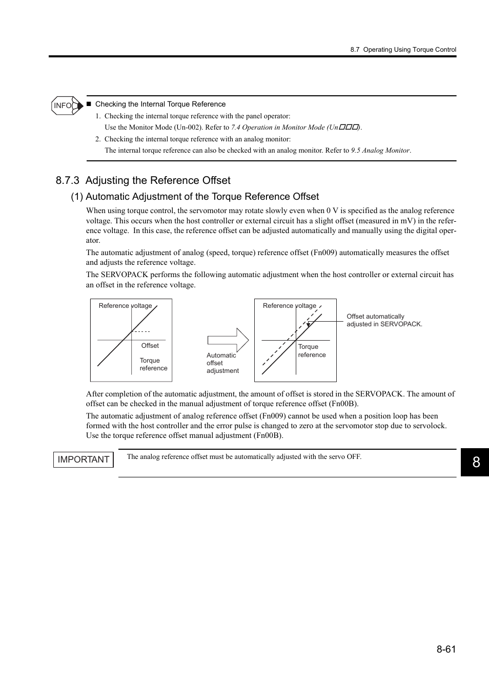 3 adjusting the reference offset | Yaskawa Sigma II Series DC Power Input SGMAJ User Manual | Page 234 / 334