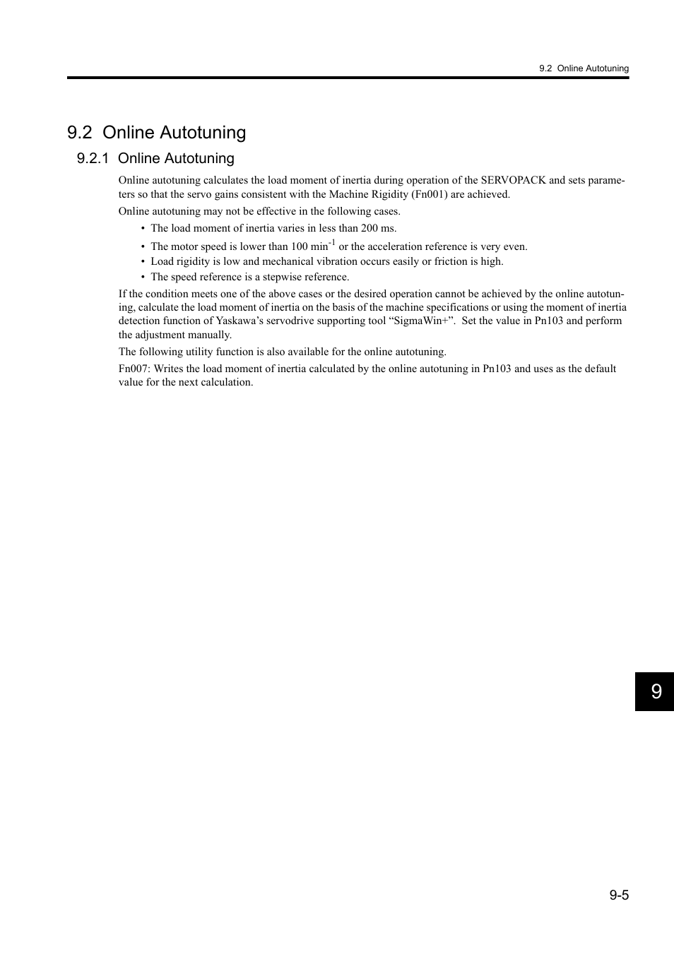 2 online autotuning, 1 online autotuning | Yaskawa Sigma II Series DC Power Input SGMAJ User Manual | Page 256 / 334