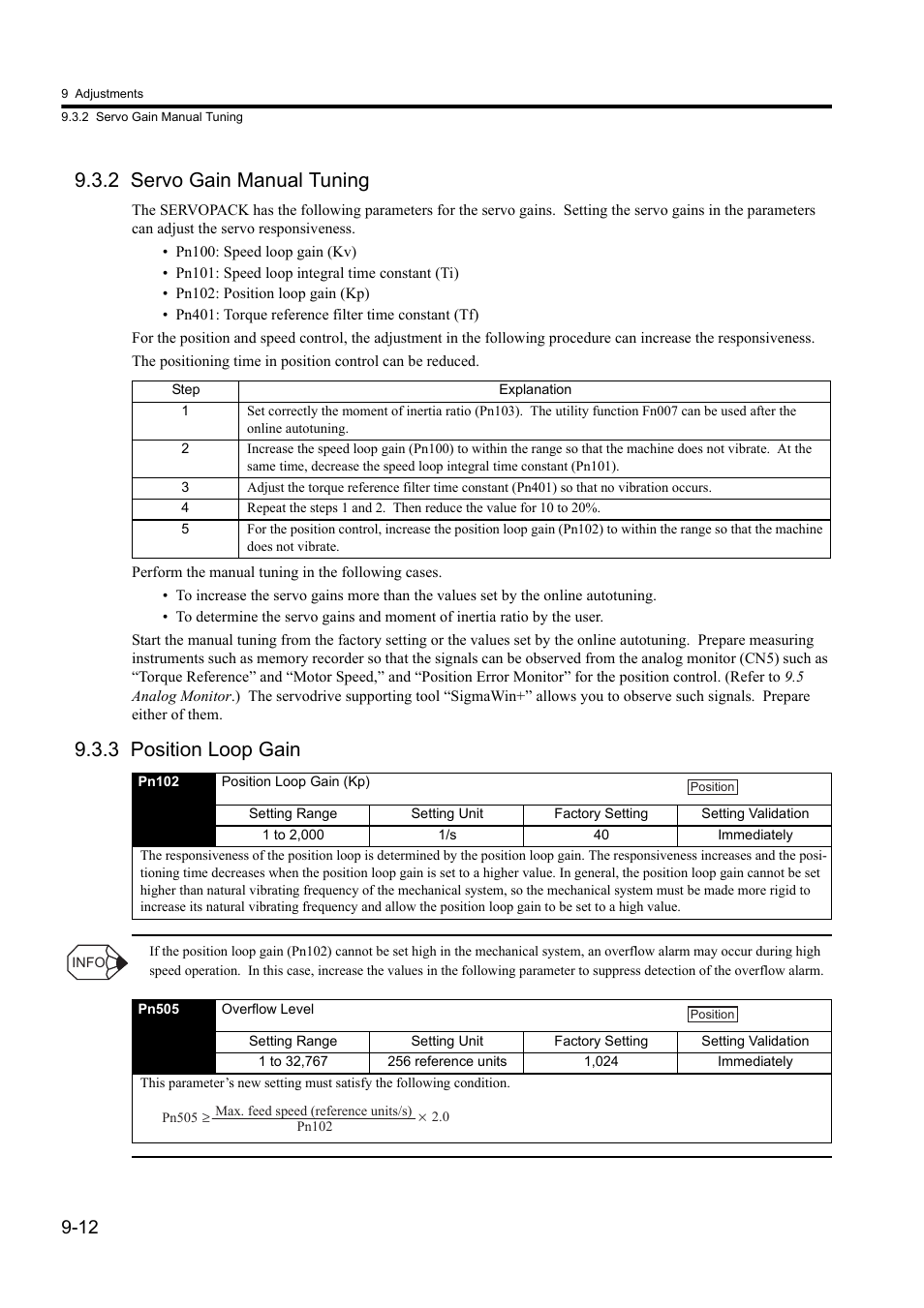 2 servo gain manual tuning, 3 position loop gain | Yaskawa Sigma II Series DC Power Input SGMAJ User Manual | Page 263 / 334