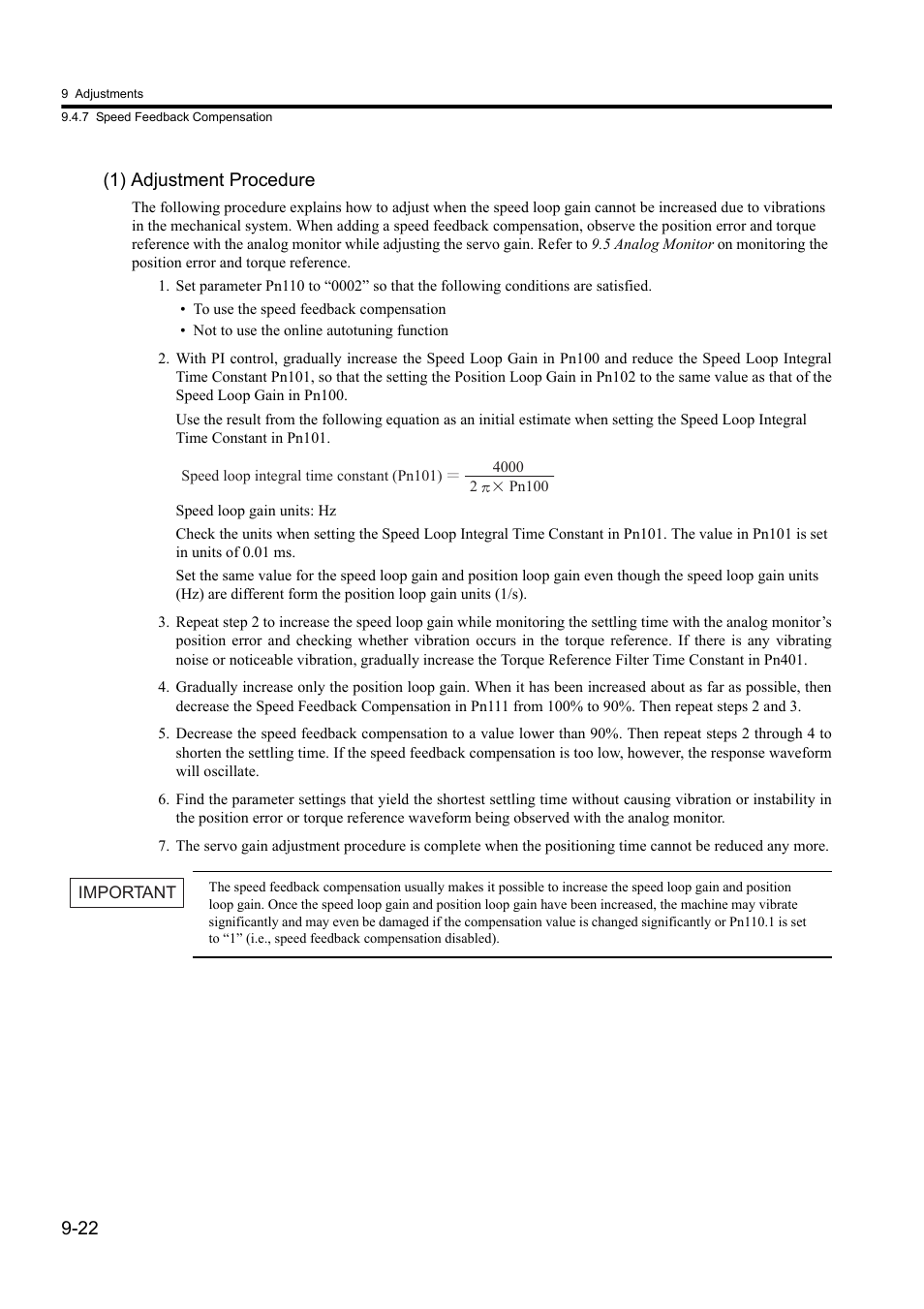 22 (1) adjustment procedure | Yaskawa Sigma II Series DC Power Input SGMAJ User Manual | Page 273 / 334