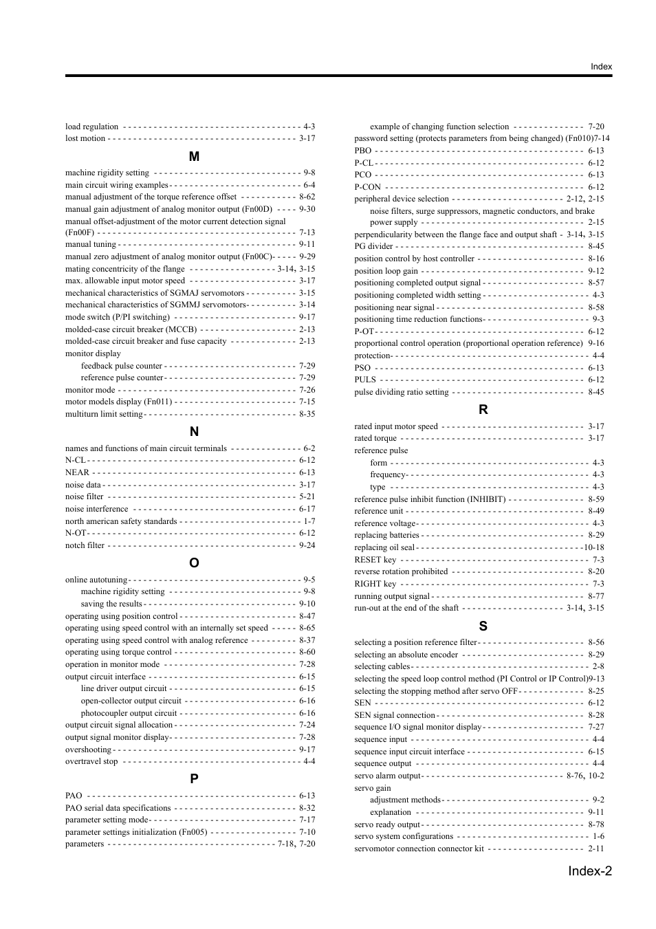 Index-2 | Yaskawa Sigma II Series DC Power Input SGMAJ User Manual | Page 330 / 334