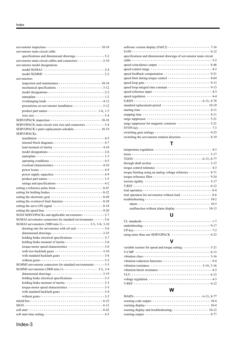 Index-3 | Yaskawa Sigma II Series DC Power Input SGMAJ User Manual | Page 331 / 334