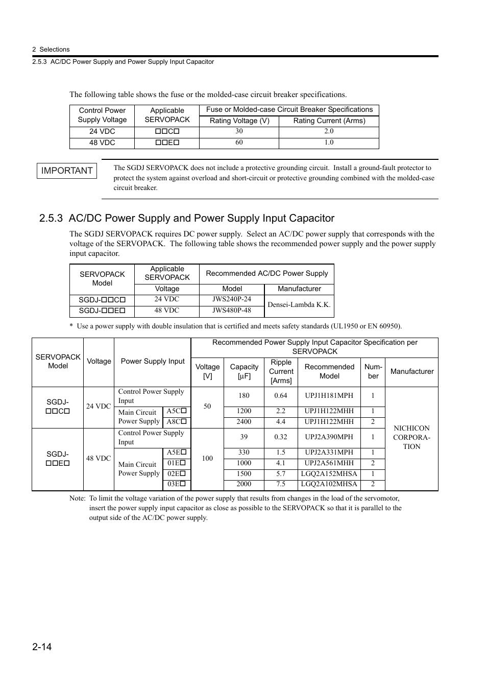 Yaskawa Sigma II Series DC Power Input SGMAJ User Manual | Page 40 / 334