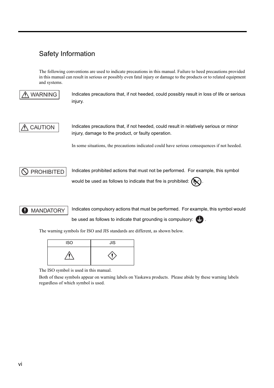 Safety information | Yaskawa Sigma II Series DC Power Input SGMAJ User Manual | Page 6 / 334