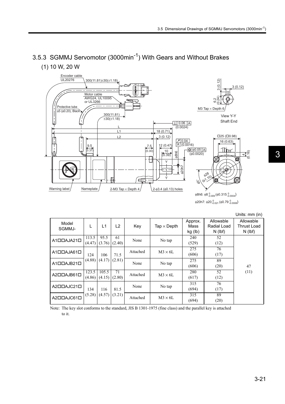With gears and without brakes | Yaskawa Sigma II Series DC Power Input SGMAJ User Manual | Page 62 / 334