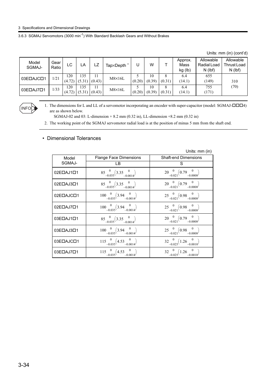 Dimensional tolerances | Yaskawa Sigma II Series DC Power Input SGMAJ User Manual | Page 75 / 334