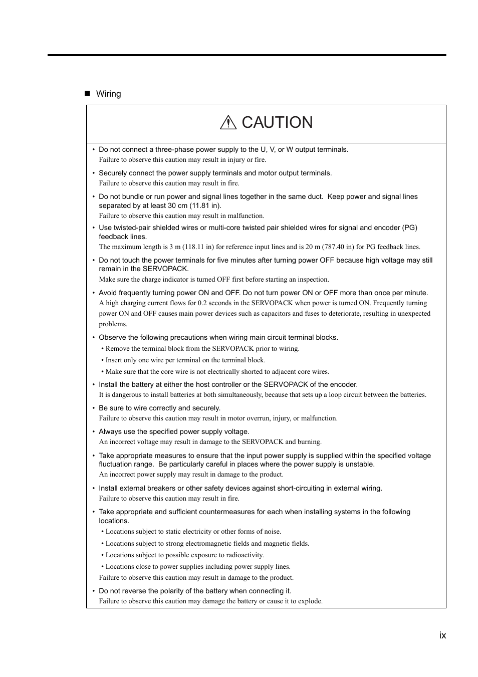 Caution | Yaskawa Sigma II Series DC Power Input SGMAJ User Manual | Page 9 / 334