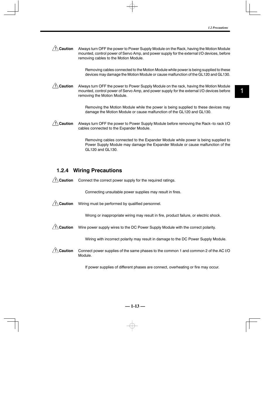 4 wiring precautions | Yaskawa MEMOCON GL120 User Manual | Page 18 / 495
