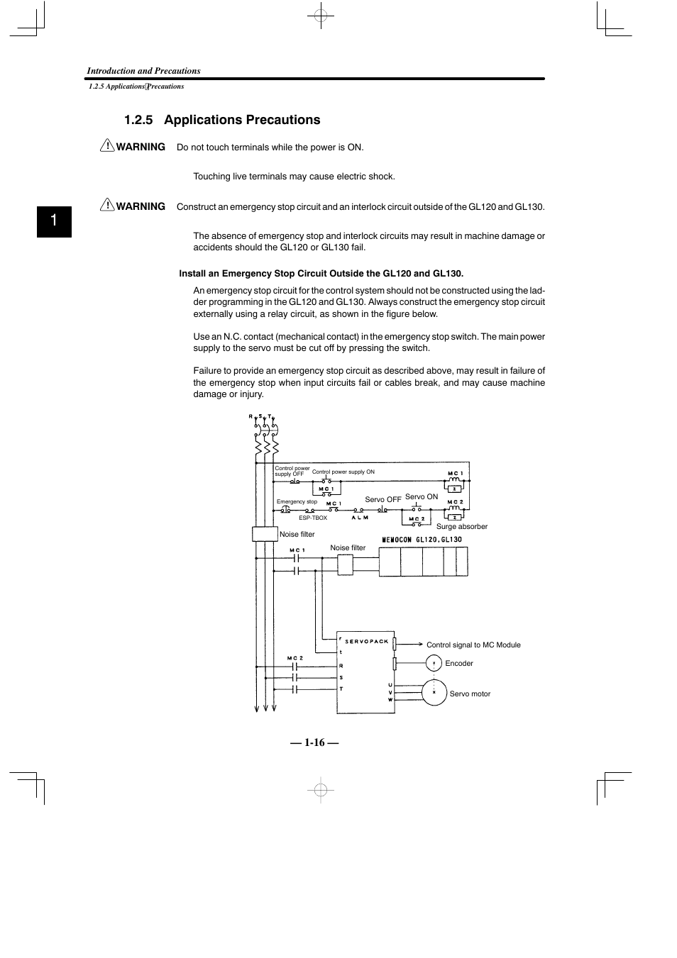 5 applications precautions | Yaskawa MEMOCON GL120 User Manual | Page 21 / 495