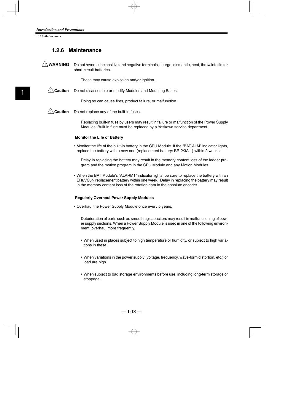 6 maintenance | Yaskawa MEMOCON GL120 User Manual | Page 23 / 495