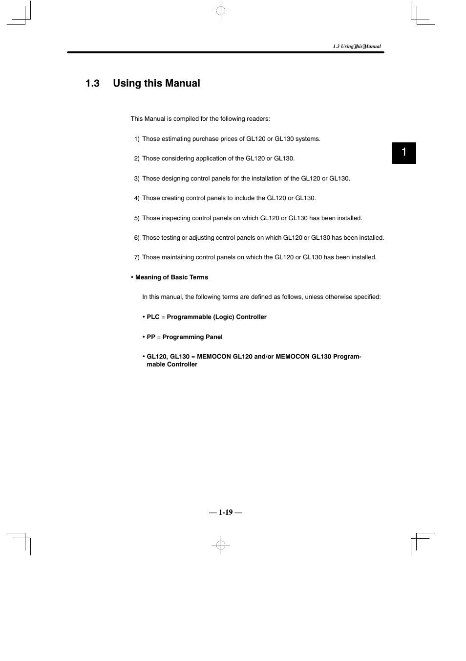 3 using this manual | Yaskawa MEMOCON GL120 User Manual | Page 24 / 495