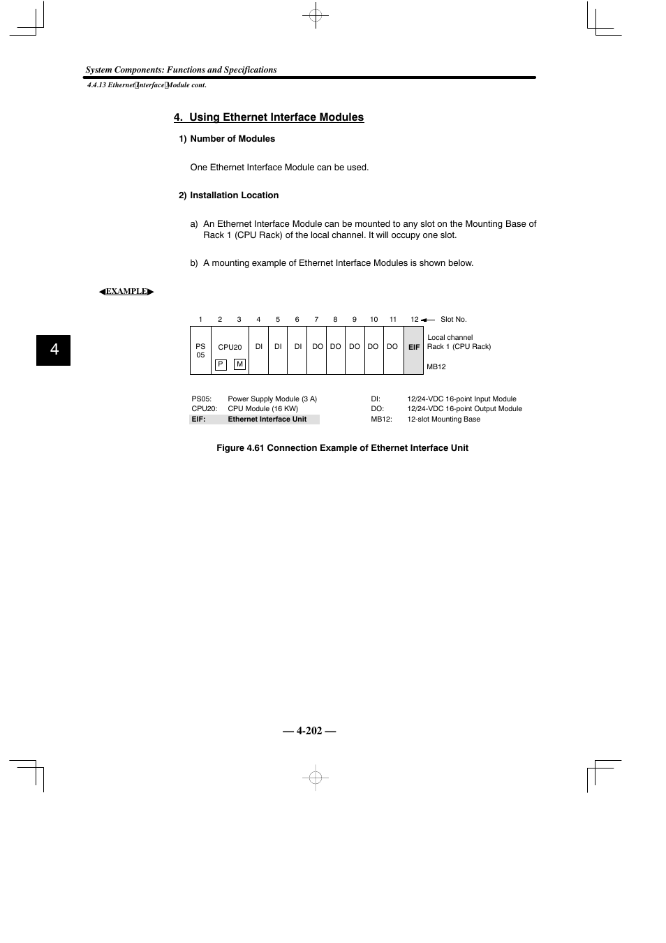 202 — 4. using ethernet interface modules | Yaskawa MEMOCON GL120 User Manual | Page 258 / 495