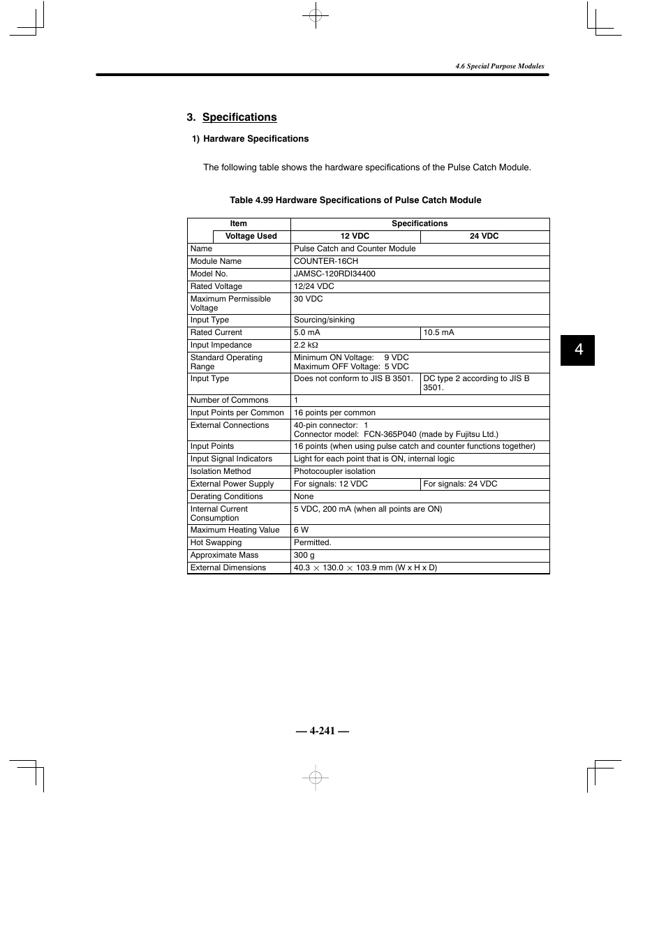 241 — 3. specifications | Yaskawa MEMOCON GL120 User Manual | Page 297 / 495