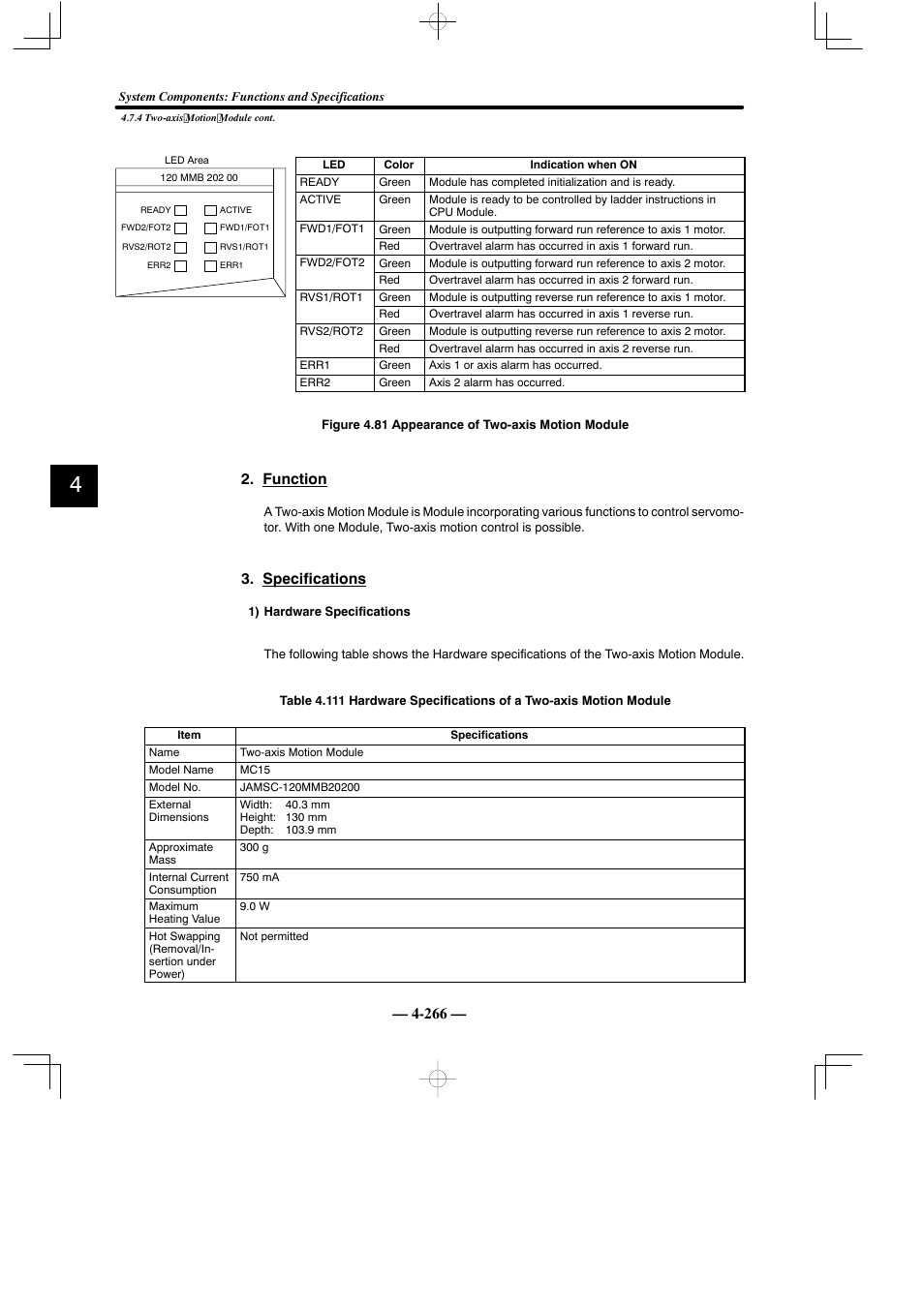 Function, Specifications | Yaskawa MEMOCON GL120 User Manual | Page 322 / 495