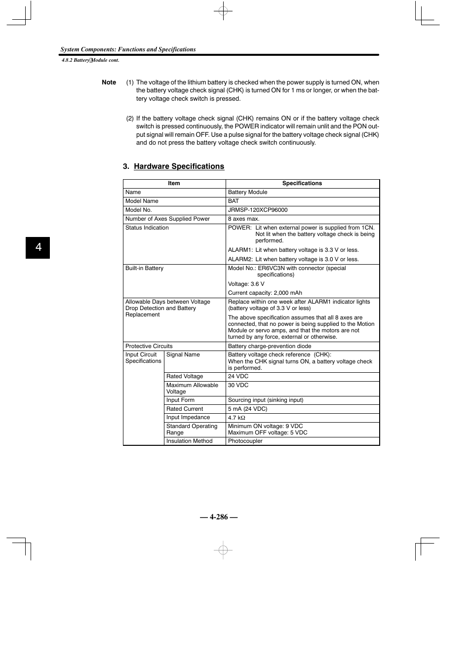 Hardware specifications | Yaskawa MEMOCON GL120 User Manual | Page 342 / 495