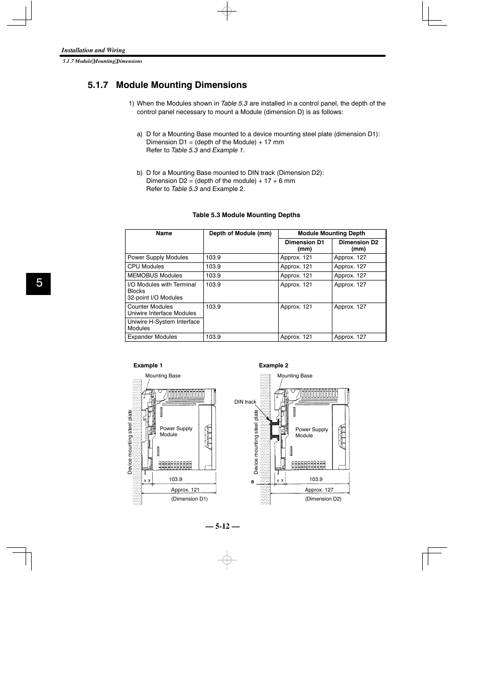 7 module mounting dimensions | Yaskawa MEMOCON GL120 User Manual | Page 369 / 495