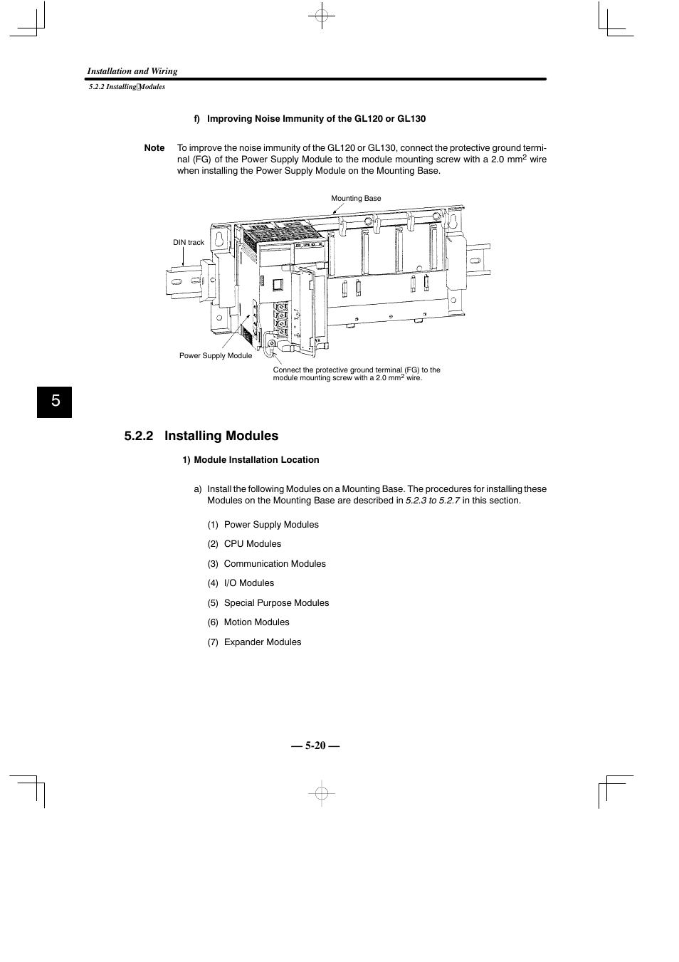 2 installing modules | Yaskawa MEMOCON GL120 User Manual | Page 377 / 495