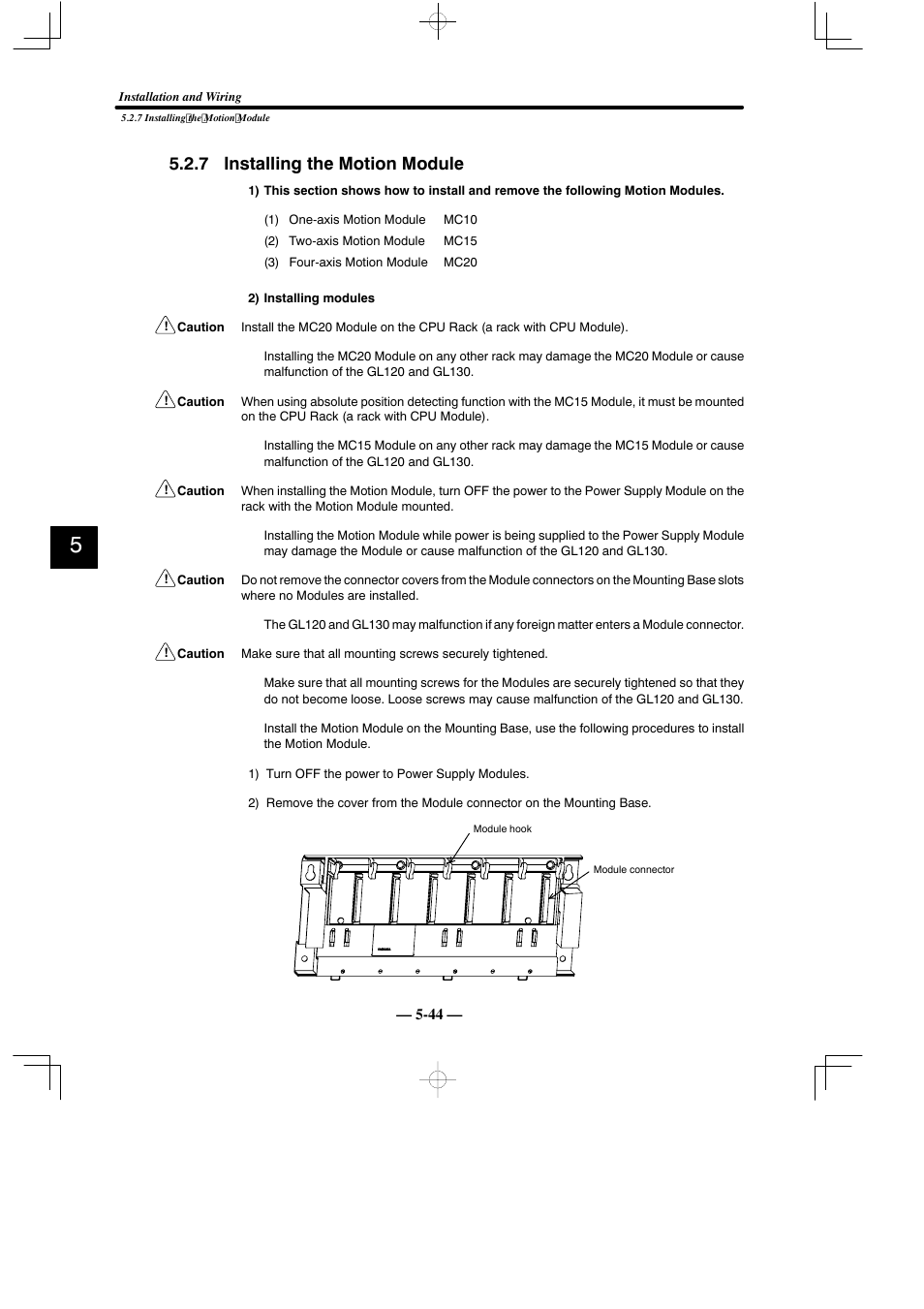 7 installing the motion module | Yaskawa MEMOCON GL120 User Manual | Page 401 / 495