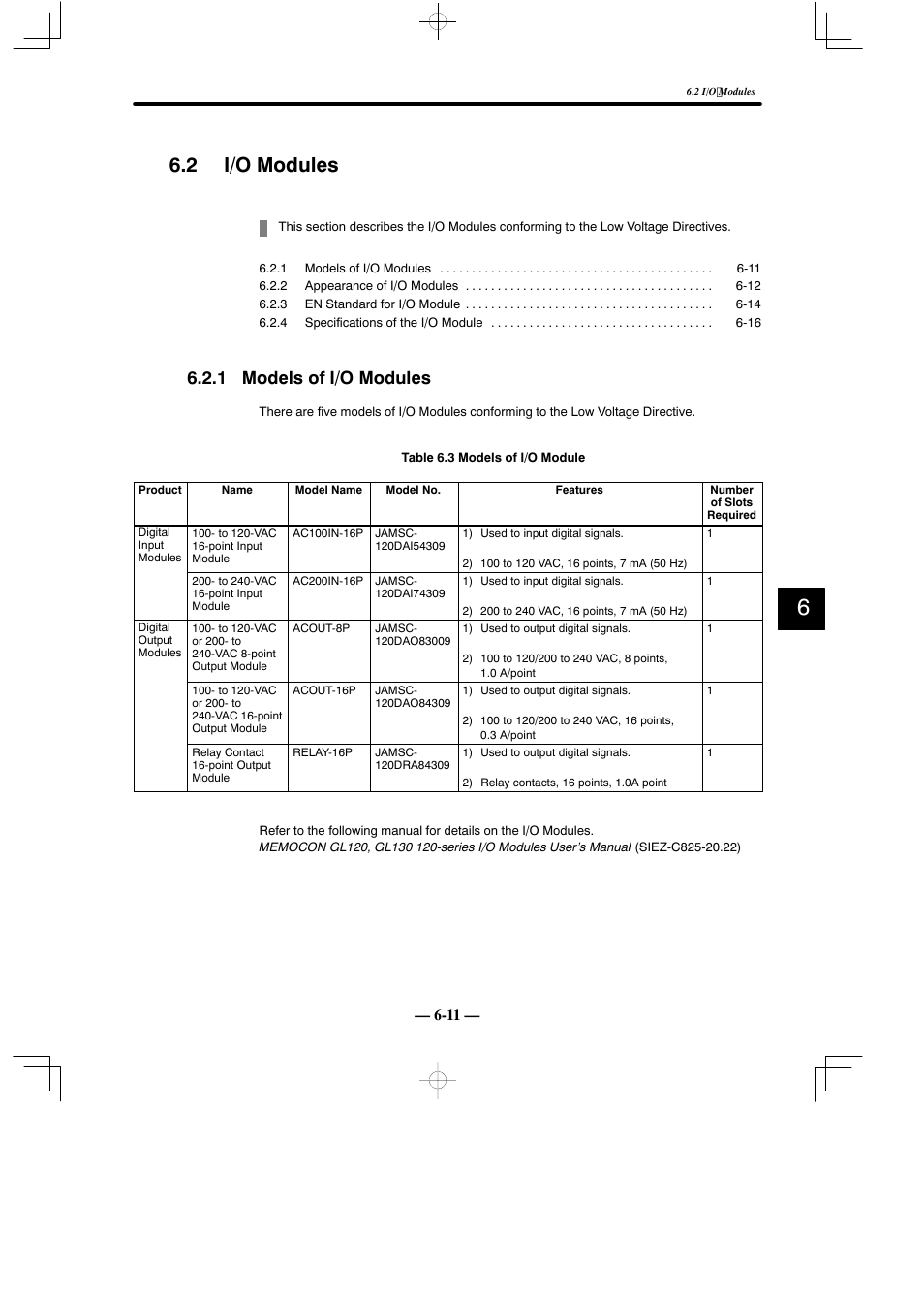 2 i/o modules, 1 models of i/o modules | Yaskawa MEMOCON GL120 User Manual | Page 449 / 495