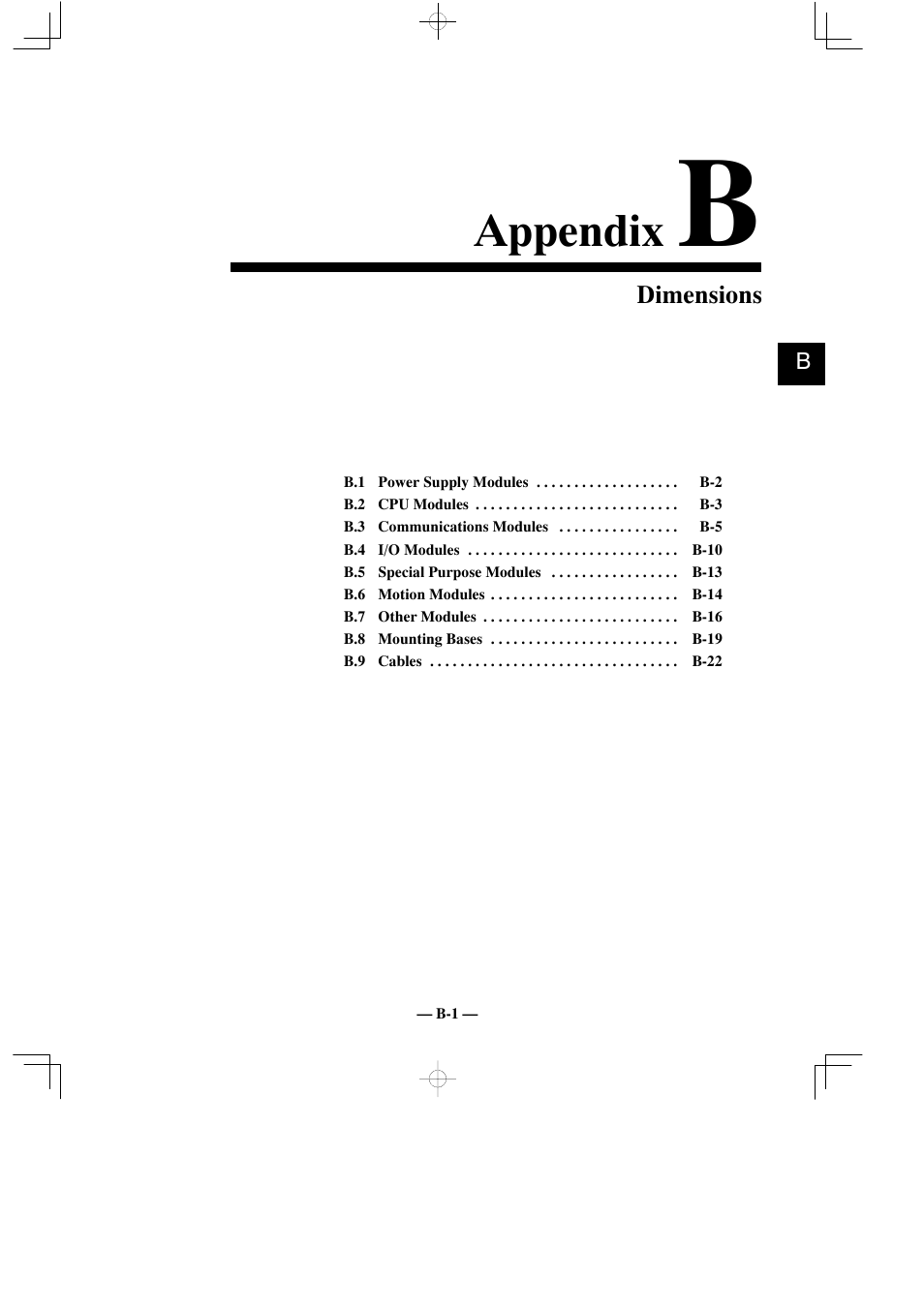 Appendix b dimensions, Appendix, Dimensions | Yaskawa MEMOCON GL120 User Manual | Page 464 / 495