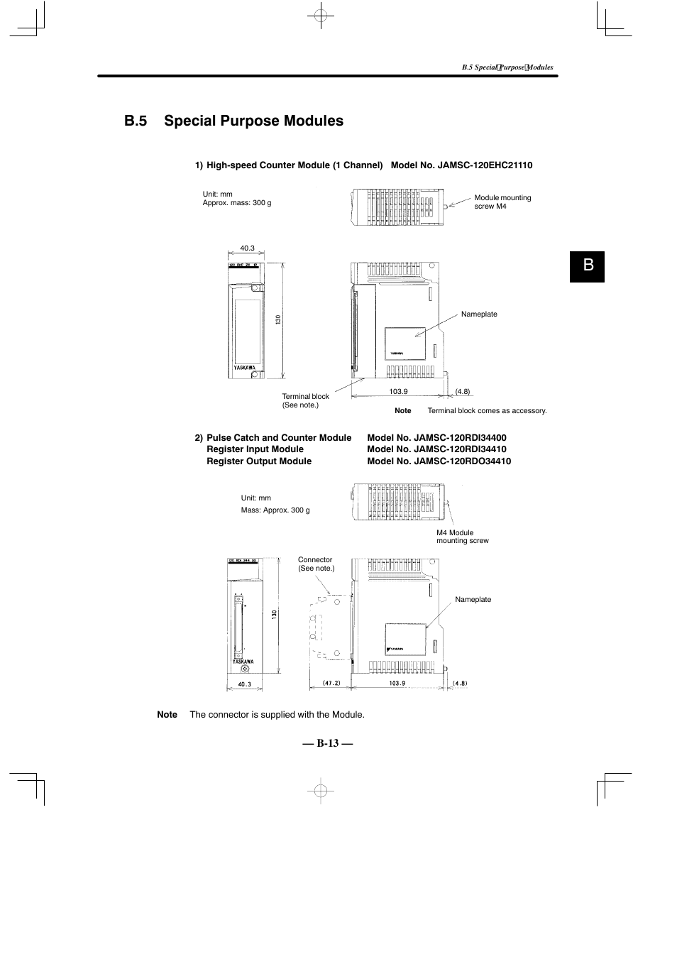 B.5 special purpose modules | Yaskawa MEMOCON GL120 User Manual | Page 476 / 495