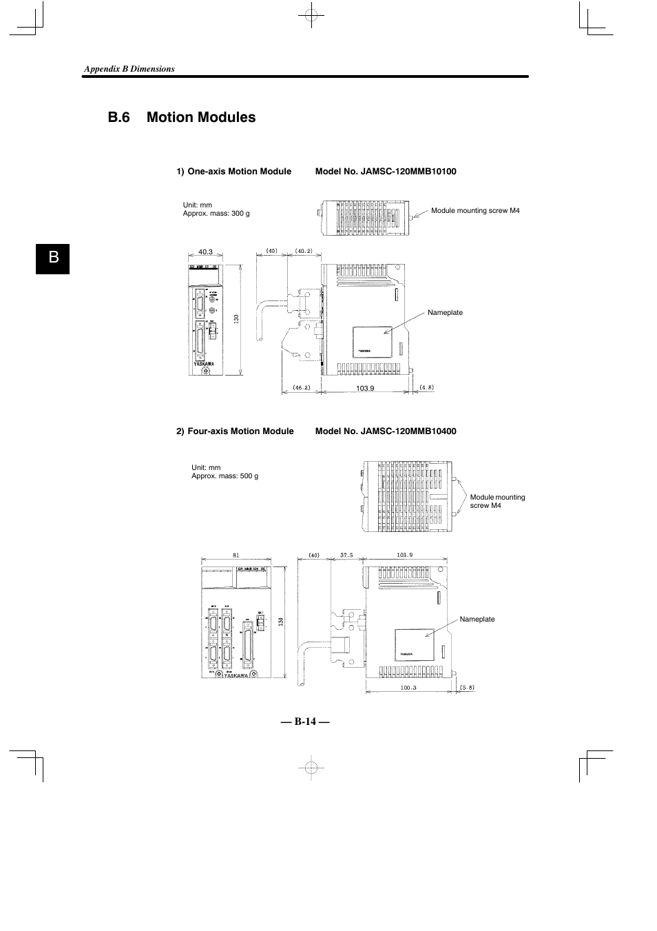 B.6 motion modules | Yaskawa MEMOCON GL120 User Manual | Page 477 / 495