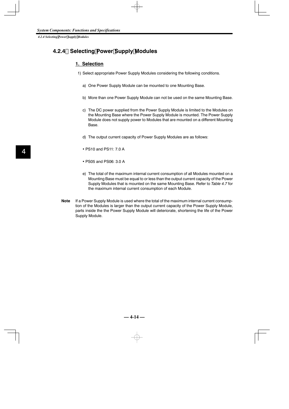 4 selecting power supply modules | Yaskawa MEMOCON GL120 User Manual | Page 70 / 495