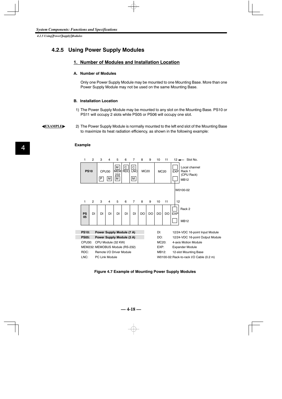 5 using power supply modules, Number of modules and installation location | Yaskawa MEMOCON GL120 User Manual | Page 74 / 495