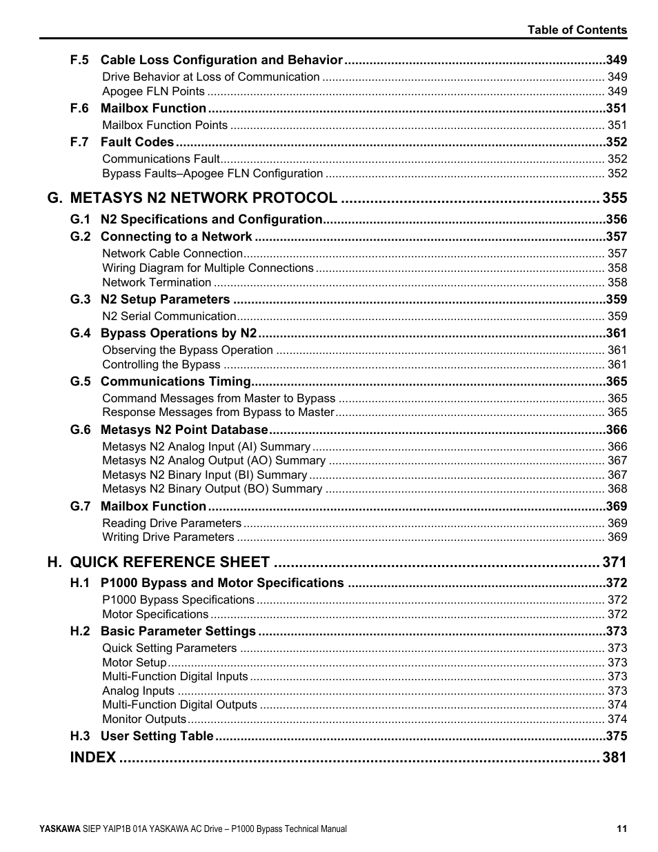 Yaskawa AC Drive P1000 Bypass Technical Manual User Manual | Page 11 / 392