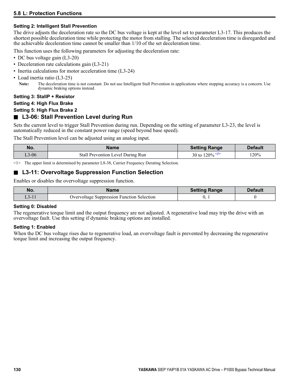 Yaskawa AC Drive P1000 Bypass Technical Manual User Manual | Page 130 / 392