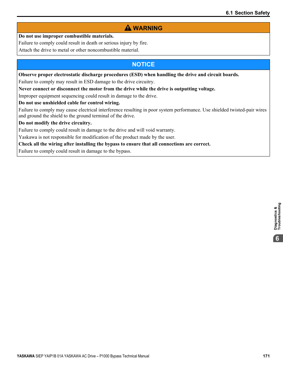 Yaskawa AC Drive P1000 Bypass Technical Manual User Manual | Page 171 / 392