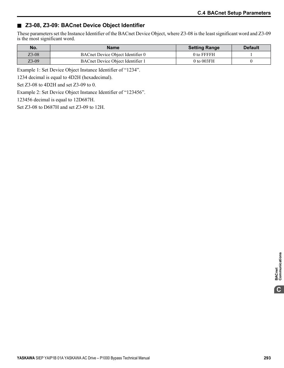 Yaskawa AC Drive P1000 Bypass Technical Manual User Manual | Page 293 / 392