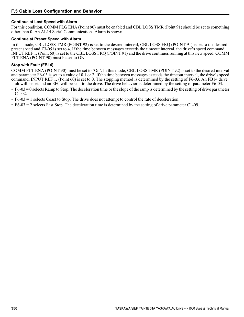 Yaskawa AC Drive P1000 Bypass Technical Manual User Manual | Page 350 / 392