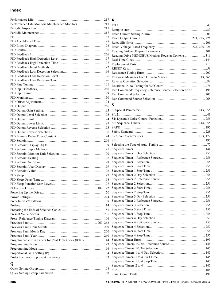 Yaskawa AC Drive P1000 Bypass Technical Manual User Manual | Page 386 / 392