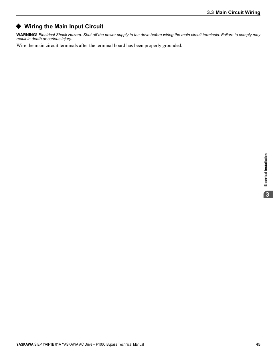 Wiring the main input circuit, Refer to | Yaskawa AC Drive P1000 Bypass Technical Manual User Manual | Page 45 / 392