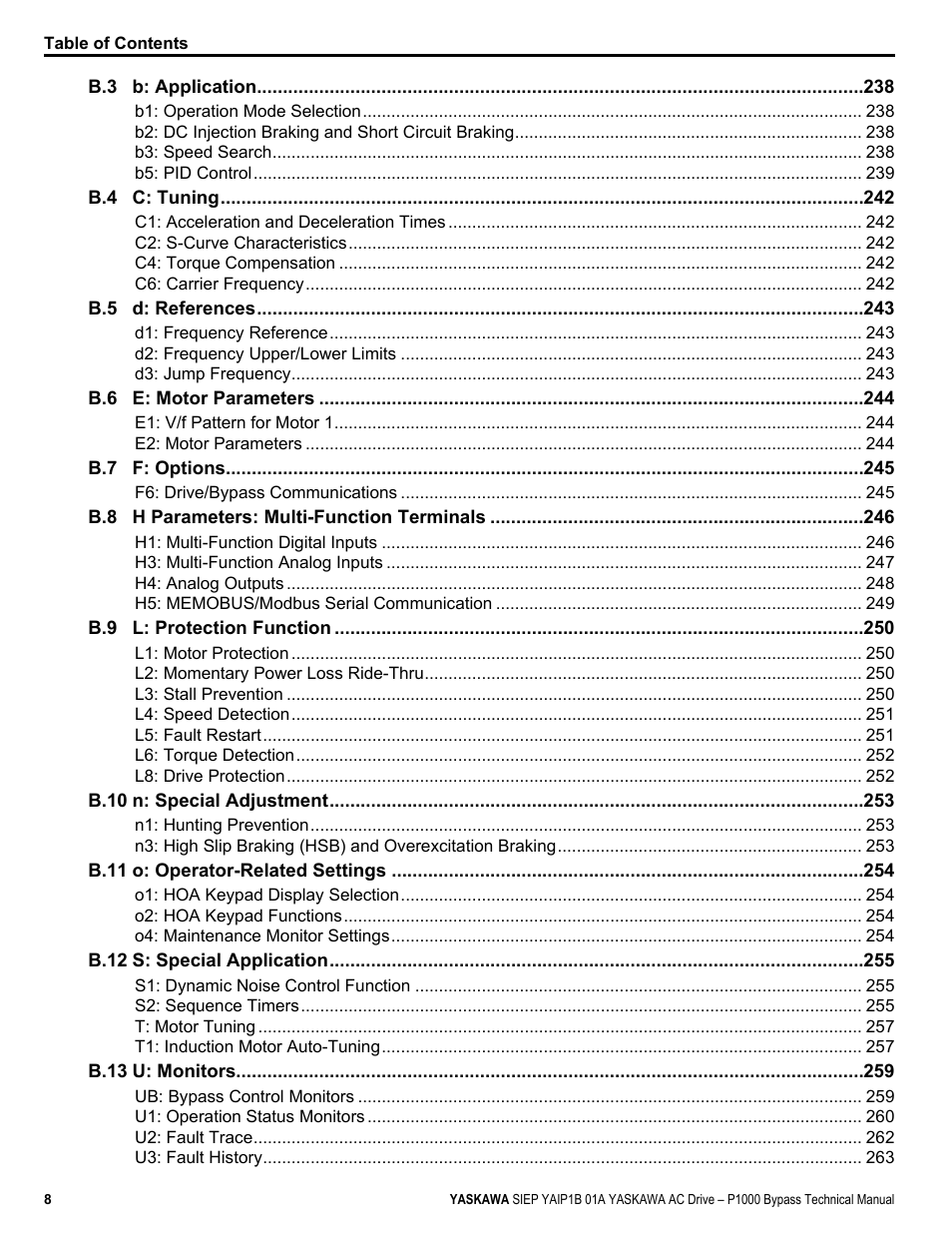 Yaskawa AC Drive P1000 Bypass Technical Manual User Manual | Page 8 / 392