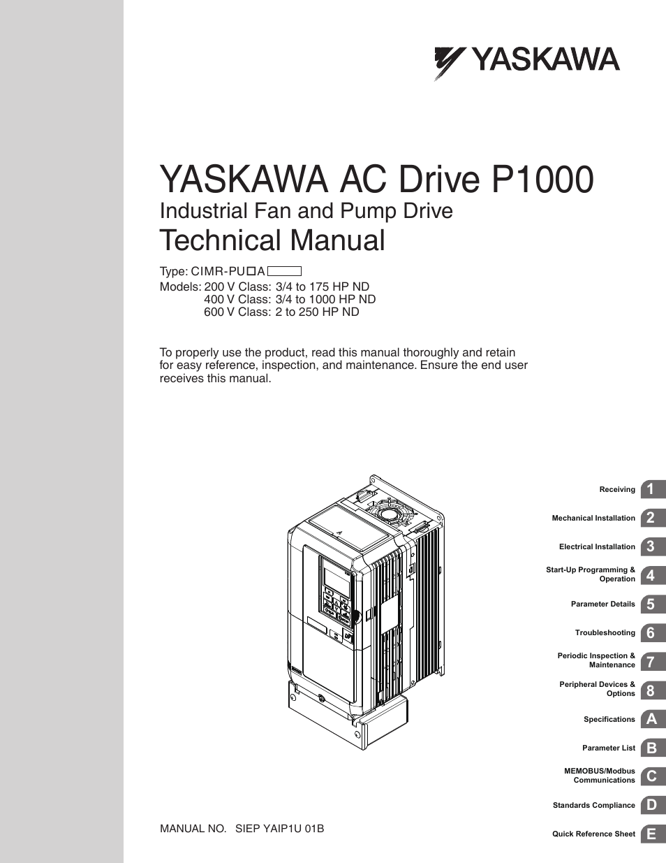 Yaskawa AC Drive-P1000 Industrial Fan User Manual | 570 pages