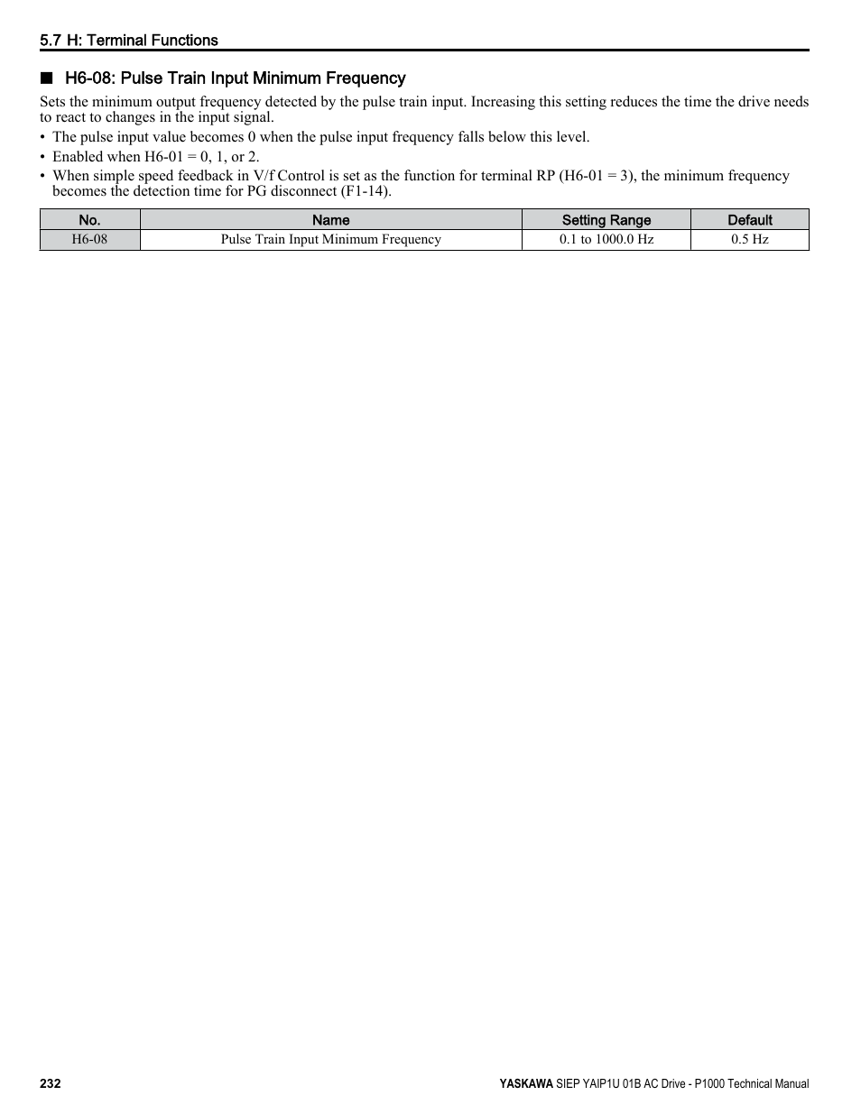 Yaskawa AC Drive-P1000 Industrial Fan User Manual | Page 232 / 570